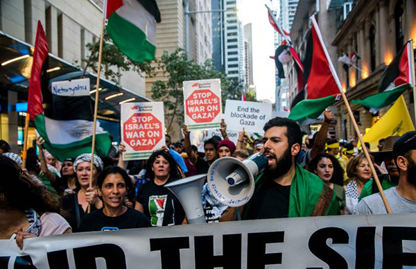 Manifestations contre la visite de Netanyahu en Australie.
