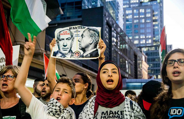 Manifestations contre la visite de Netanyahu en Australie.