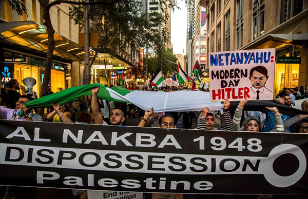 Manifestations contre la visite de Netanyahu en Australie.