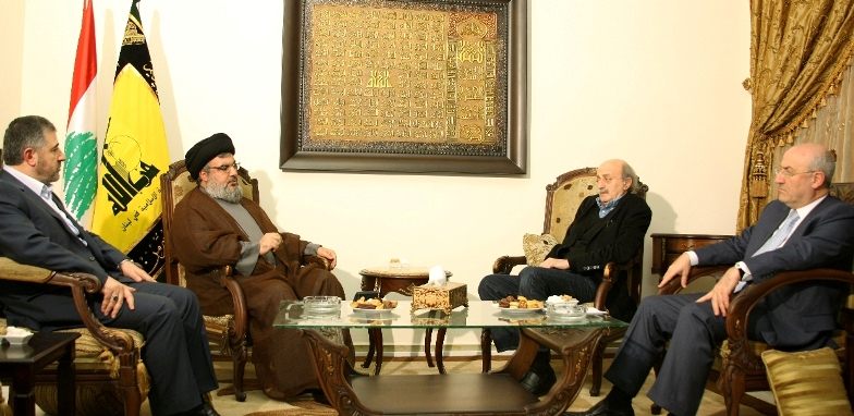 Le député Walid Jumblatt chez Sayed Nasrallah
