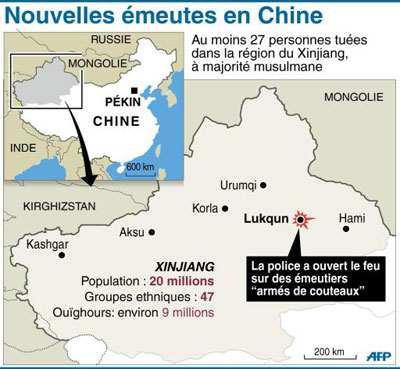 Chine: les violences au Xinjiang «dues au terrorisme», Washington et l’opposition syrienne en cause

