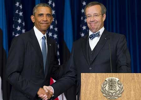 Les présidents estonien Toomas Hendrik Ilves et américain Barack Obama.