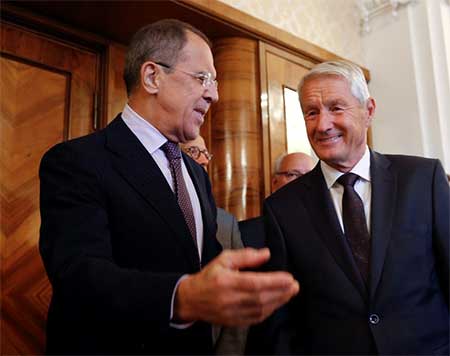 Sergueï Lavrov et Thorbjorn Jagland.