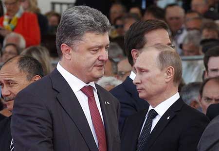 Les président ukrainien Petro Porochenko et russe Vladimir Poutine.