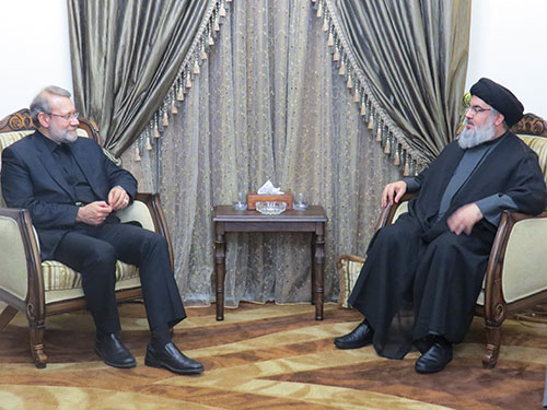 Le président du Parlement iranien chez sayed Nasrallah