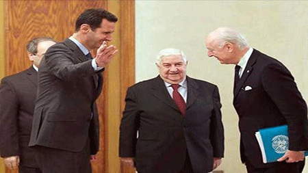 Bachar al-Assad a reçu l'émissaire spécial de l'ONU pour la Syrie Assad à De Mistura: Damas soutient toute initiative qui contribue à résoudre la crise syrienne