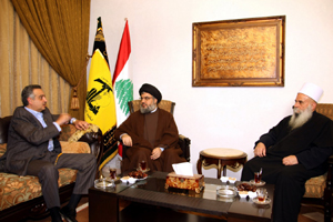 Sayed Nasrallah reçoit cheikh akl druze Nasrdine Gharib et Arslan