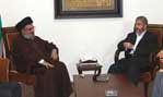 Sayed Nasrallah et Khaled Macha’al discutent des derniers développements dans la région 
