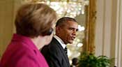 Obama n’exclut pas d’armer l’Ukraine, Merkel lui présente un plan de paix

