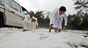 Neige exceptionnelle en Arabie saoudite