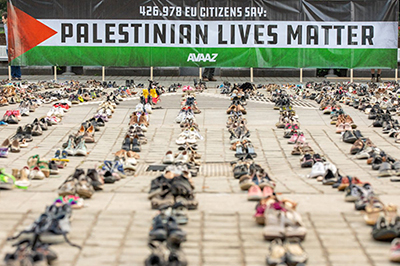 A Bruxelles, une paire de chaussures pour chaque mort dans le conflit palestinien