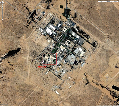 Localisation satellitaire du réacteur de Dimona