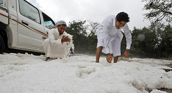 Neige exceptionnelle en Arabie saoudite.