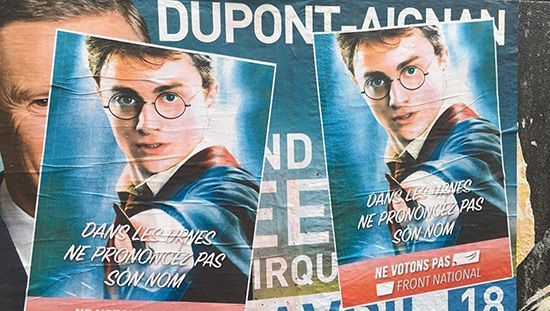 Harry Potter, Aladin et Astérix lancent une campagne anti-FN à Paris.