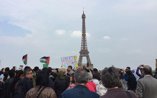 Des centaines de manifestants rassemblés place du Trocadéro en soutien à Gaza